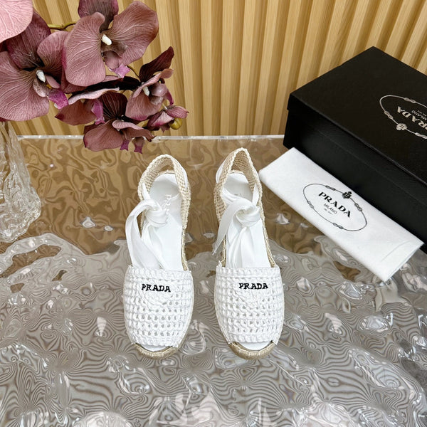 SANDALI CON ZEPPA ESPADRILLE PRA RAFIA BIANCA