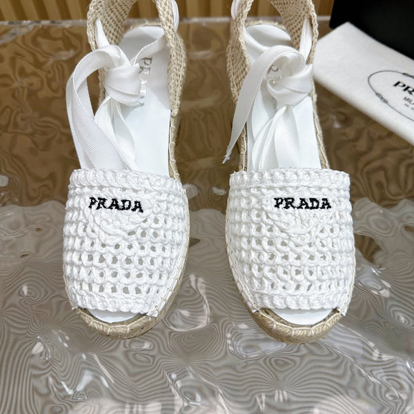 SANDALI CON ZEPPA ESPADRILLE PRA RAFIA BIANCA