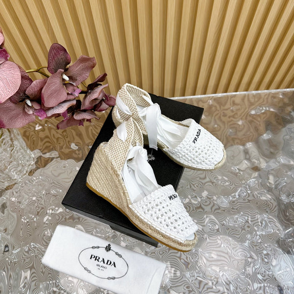 SANDALI CON ZEPPA ESPADRILLE PRA RAFIA BIANCA