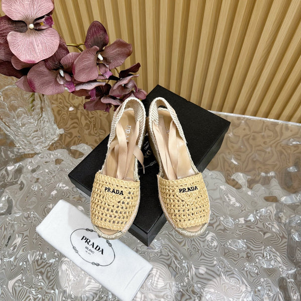 SANDALI CON ZEPPA ESPADRILLAS PRA BEIGE RAFIA