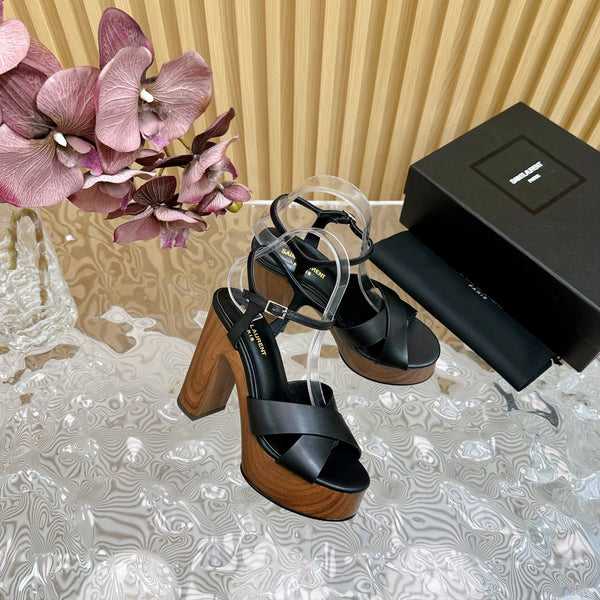SL BIANCA PLATFORM SANDAL BLACK CALFSKIN