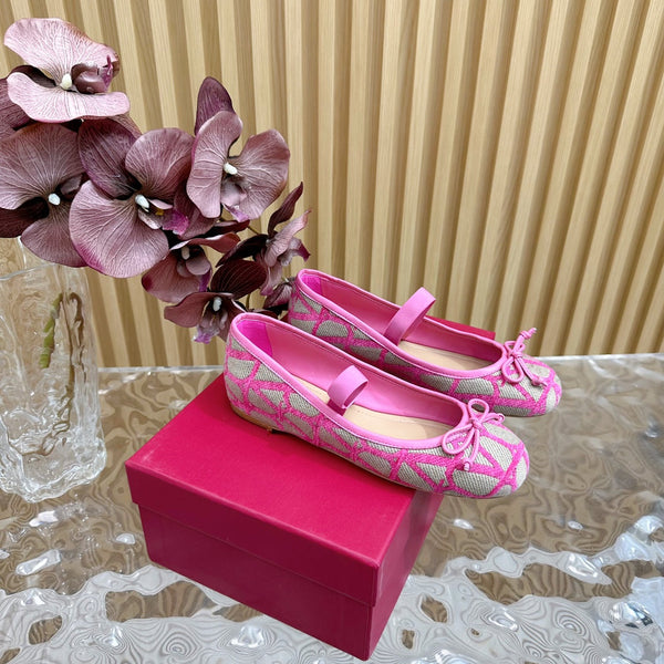 Ballerina In Toile Iconographe 20mm In Lotus Pink Mix Grey Brown Cotton Canvas And Lambskin 102828