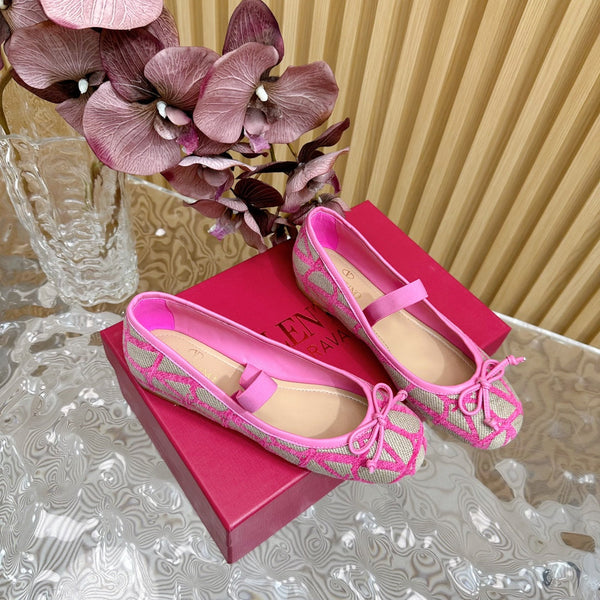 Ballerina In Toile Iconographe 20mm In Lotus Pink Mix Grey Brown Cotton Canvas And Lambskin 102828