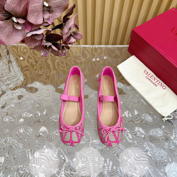 Ballerina In Toile Iconographe 20mm In Lotus Pink Mix Grey Brown Cotton Canvas And Lambskin 102828