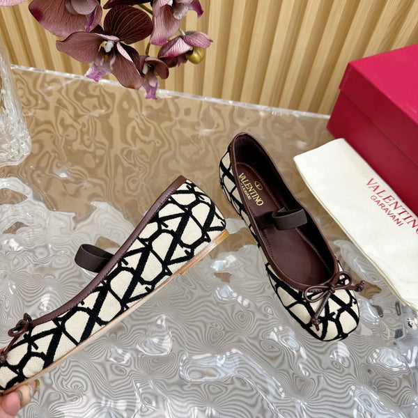 Ballerina In Toile Iconographe 20mm In Beige Mix Black Cotton Canvas And Lambskin 102834