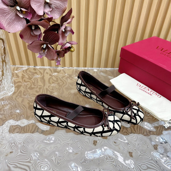 Ballerina In Toile Iconographe 20mm In Beige Mix Black Cotton Canvas And Lambskin 102834