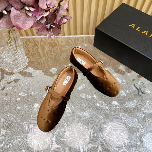 BALLERINE ALAIA IN VELLUTO MARRONE MOCA