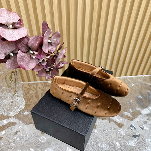 BALLERINE ALAIA IN VELLUTO MARRONE MOCA