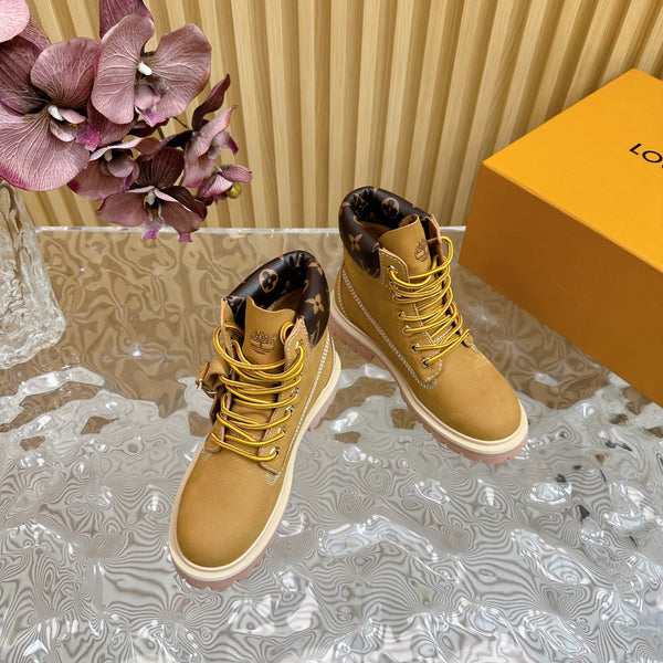 LV x Timberland Ankle Boot Brown Yellow Suede