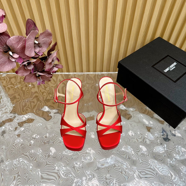 DEBBIE PLATFORM SANDALS IN RED SILK