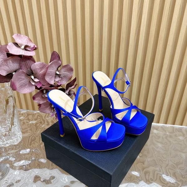 DEBBIE PLATFORM SANDALS IN ADMIRAL BLUE SILK