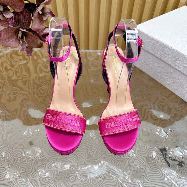 CD Dway Heeled Sandal 120mm Dark Pink Silk And Lambskin