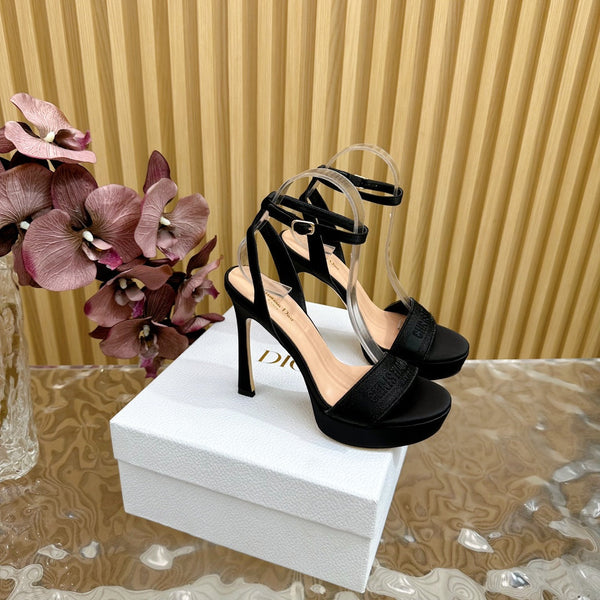 CD Dway Heeled Sandal 120mm Black Silk And Lambskin