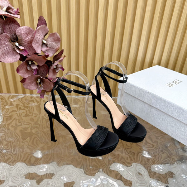 CD Dway Heeled Sandal 120mm Black Silk And Lambskin