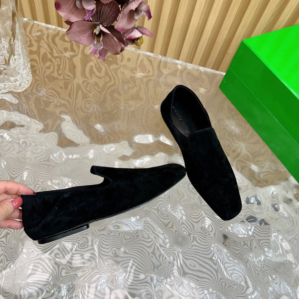 BV Grained Black Suede Calfskin Adamo Slippers 957399