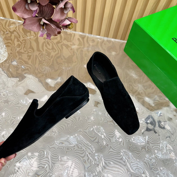 BV Grained Black Suede Calfskin Adamo Slippers 957399