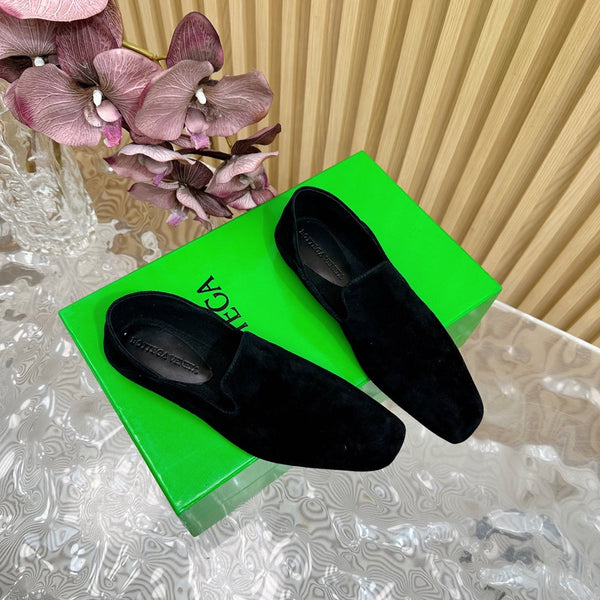 BV Grained Black Suede Calfskin Adamo Slippers 957399