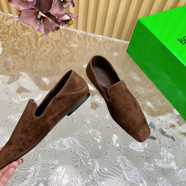 BV Grained Chocolate Suede Calfskin Adamo Slippers 957401