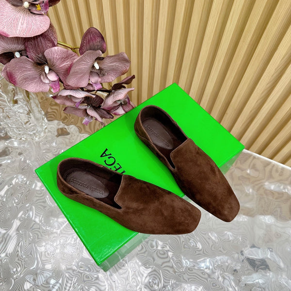 BV Grained Chocolate Suede Calfskin Adamo Slippers 957401