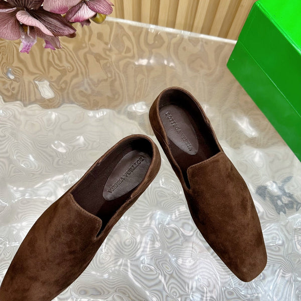 BV Grained Chocolate Suede Calfskin Adamo Slippers 957401