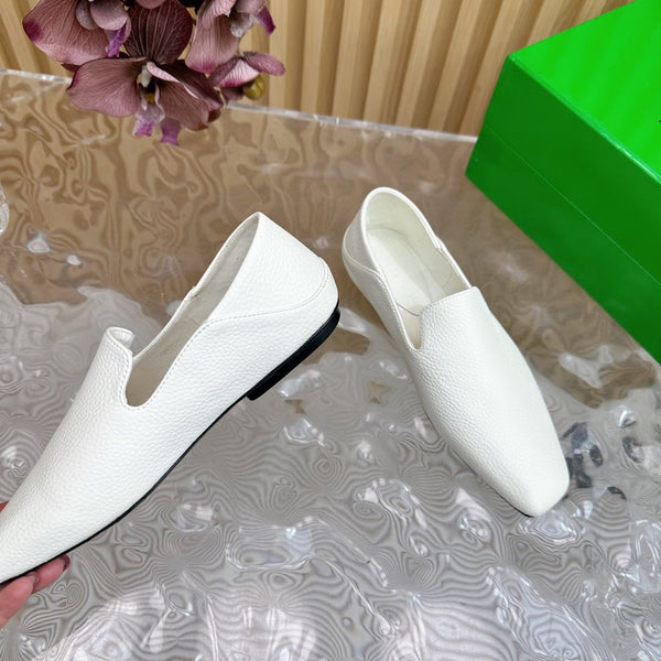 BV Grained White Calfskin Adamo Slippers 957405