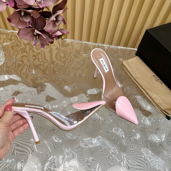 Alaila Mule 100mm In Pink Lambskin 957209