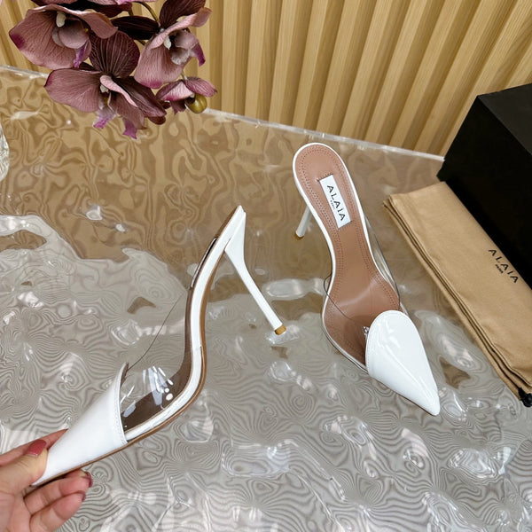 Alaila Mule 100mm In White Lambskin 957210