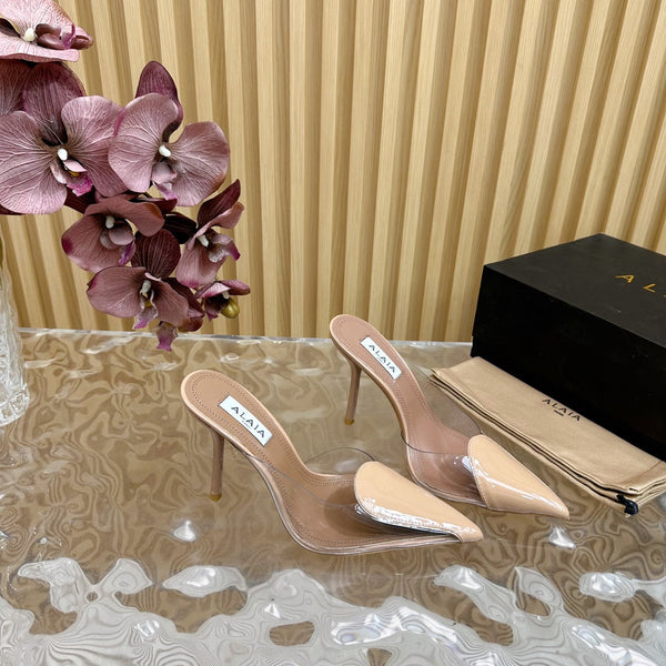 Alaila Mule 100mm In Beige Lambskin 957215