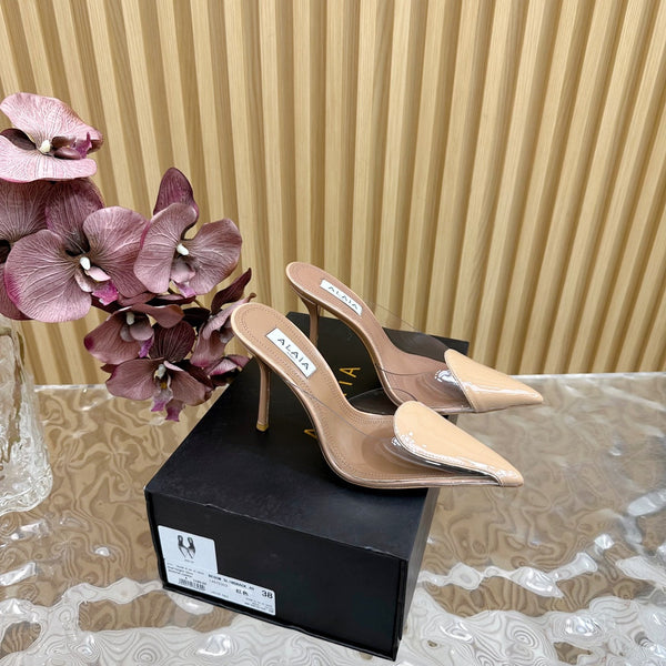 Alaila Mule 100mm In Beige Lambskin 957215