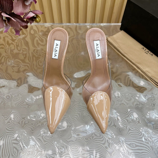 Alaila Mule 100mm In Beige Lambskin 957215
