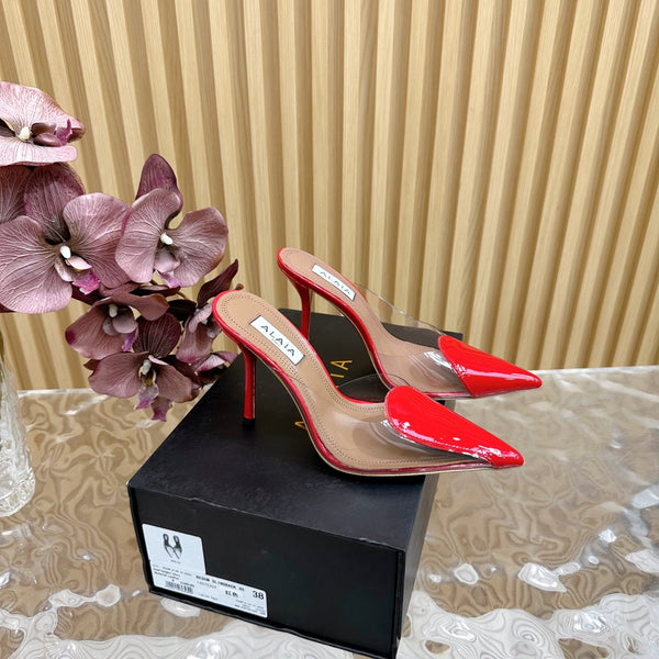 Alaila Mule 100mm In Red Lambskin 957216