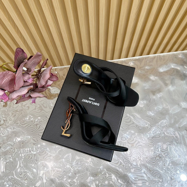 OPYUM 10 CM HIGH MULES IN BLACK SILK