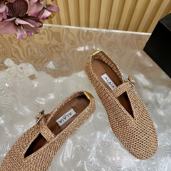 Ballerine Alaia in tessuto elasticizzato beige scuro 102280