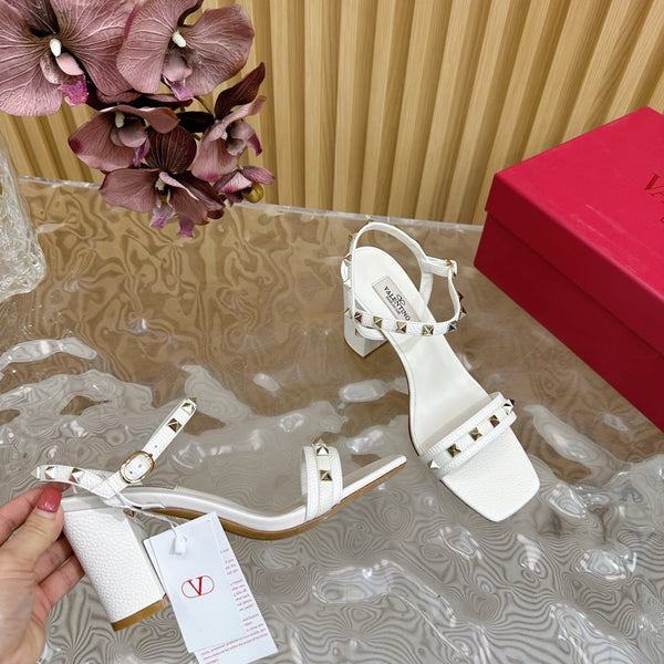 High Sandal 86mm In White Cowhide 102066