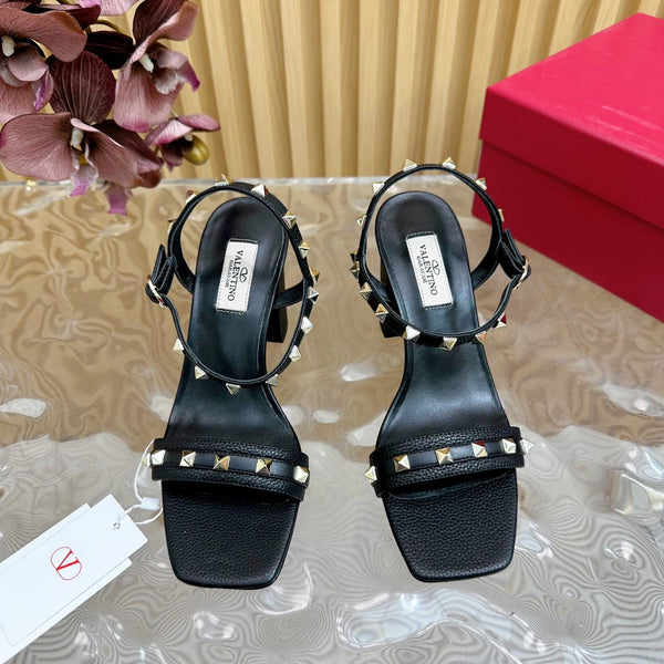 High Sandal 86mm In Black Cowhide 102070