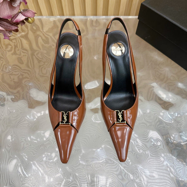 DÉCOLLETÉ BABYLONE SLINGBACK IN PELLE DI VITELLO LUCIDA BRONZO ARANCIONE