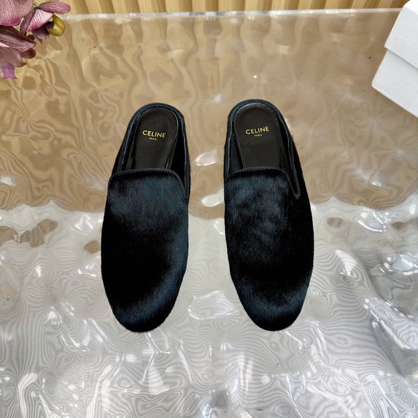 CELINE 25 Slippers Black Velvet 285912