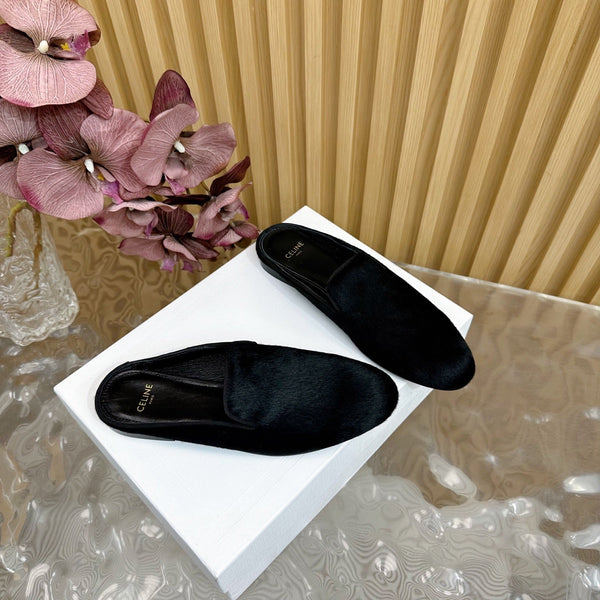 CELINE 25 Slippers Black Velvet 285912