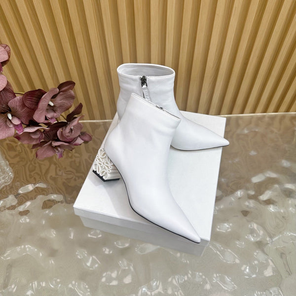 Loewe Anagram Ankle Boots 60mm White Cowhide 437034