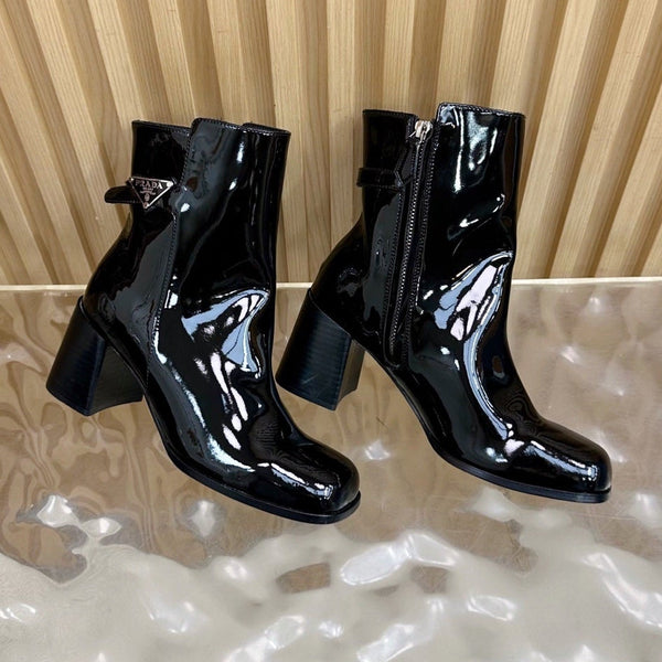Prada 25 Boot Black Patent Leather 498227