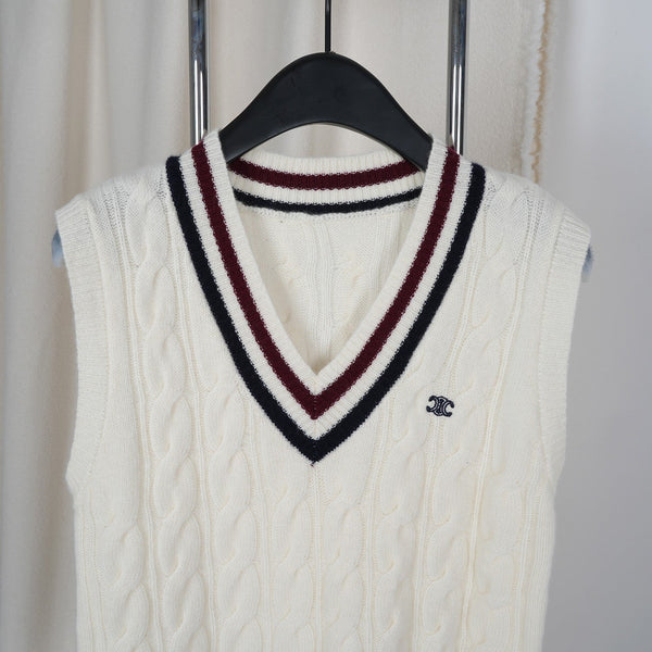Celine Arc de Triomphe Vest White Cashmere