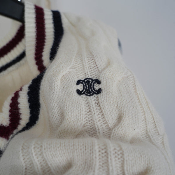 Celine Arc de Triomphe Vest White Cashmere