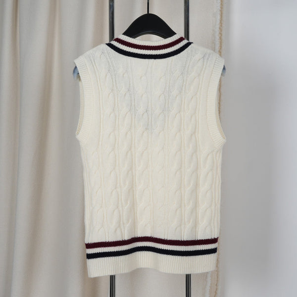 Celine Arc de Triomphe Vest White Cashmere