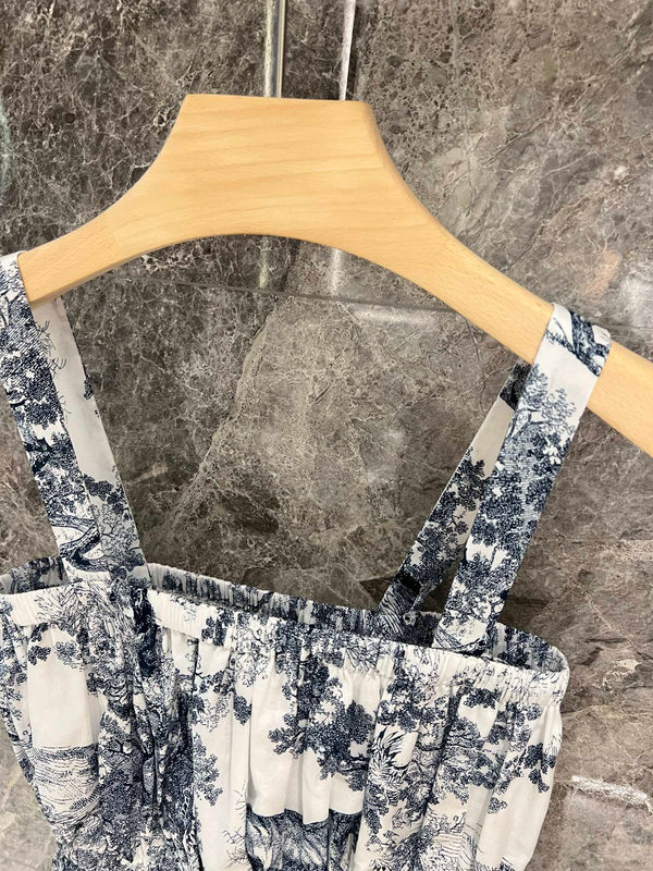 CD 25 Top con arricciatura in misto cotone bianco blu