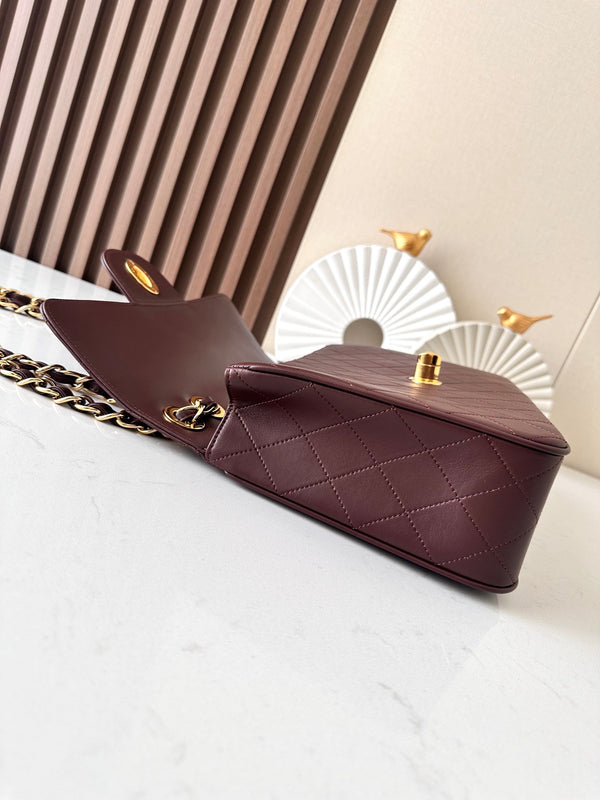 CC 2025 Flap Bag 30cm Brown Gold Lambskin 298108
