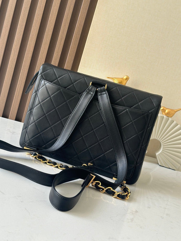 CC 2025 Backpack 30cm Black Gold Backpack Sheepskin 298105