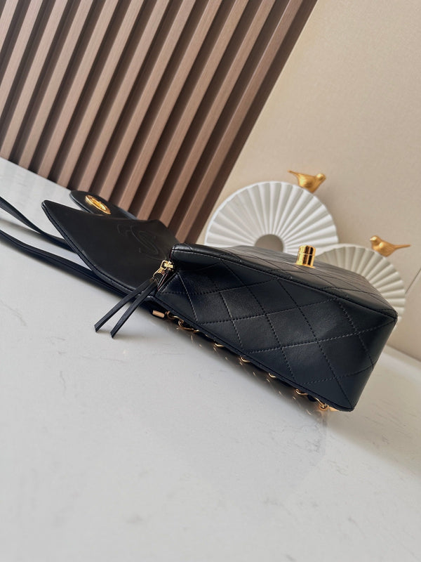 CC 2025 Backpack 30cm Black Gold Backpack Sheepskin 298105