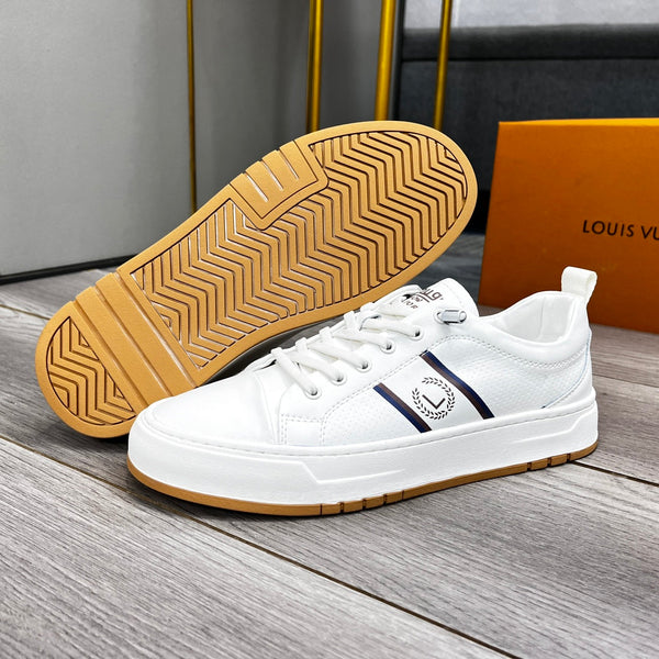 LV TRAINER IN PELLE DI VITELLO BIANCA E MARRONE