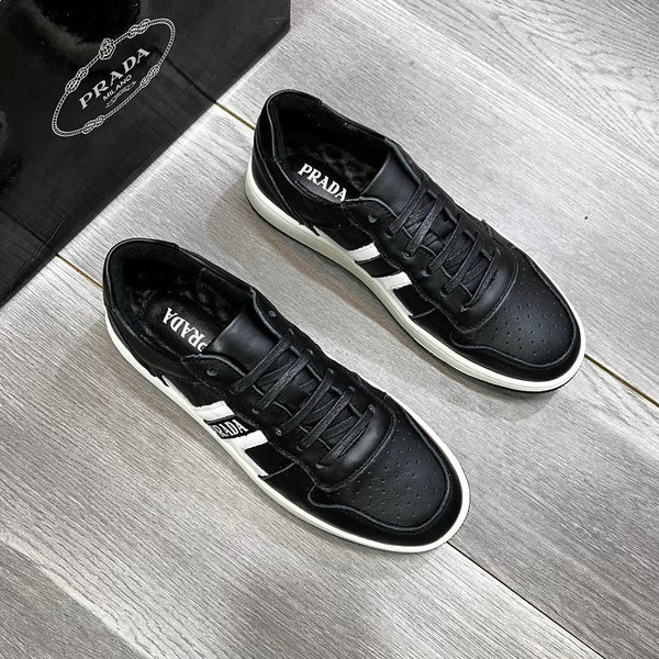 SCARPE DA TENNIS PRA IN PELLE DI VITELLO NERA