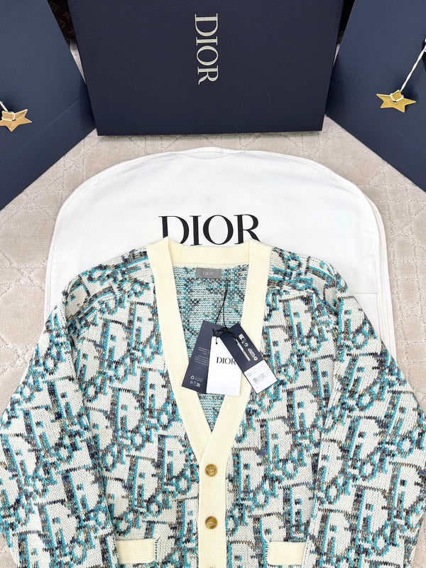 CD 25 Cardigan Crema Blu-verde Lana